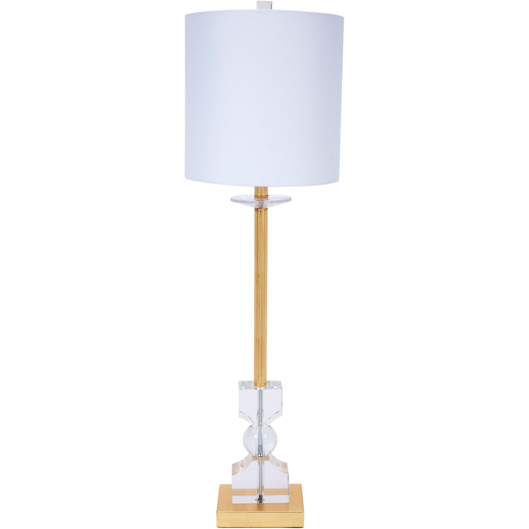 Kingston crystal buffet lamp with a linen shade, ideal for adding elegant lighting to sideboards, console tables, or entryways.