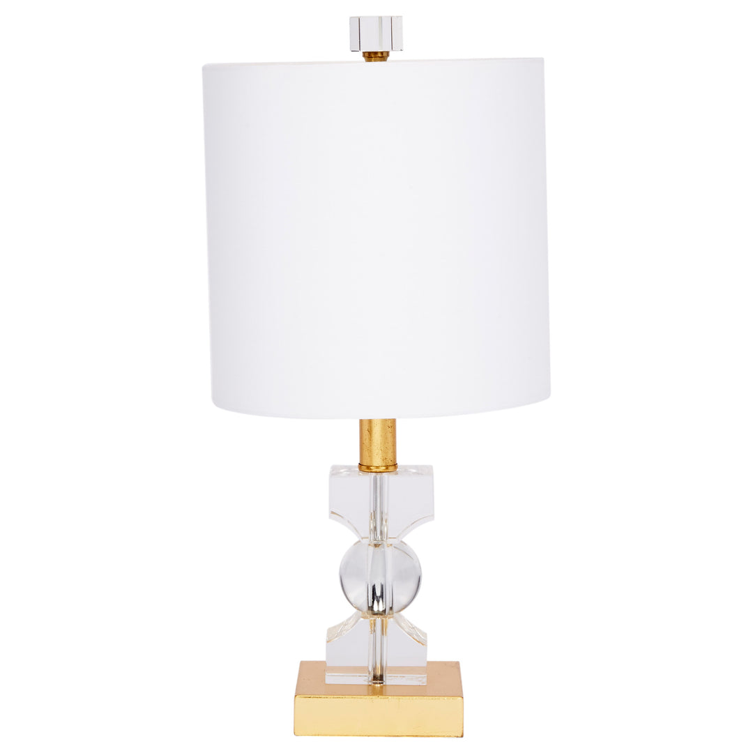 Kingston mini crystal table lamp with a soft linen shade, perfect for adding elegance and charm to smaller spaces or nightstands.