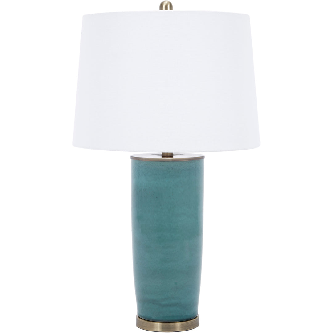 Piper ceramic table lamp with a clean linen shade, ideal for modern living rooms, bedrooms, or offices.