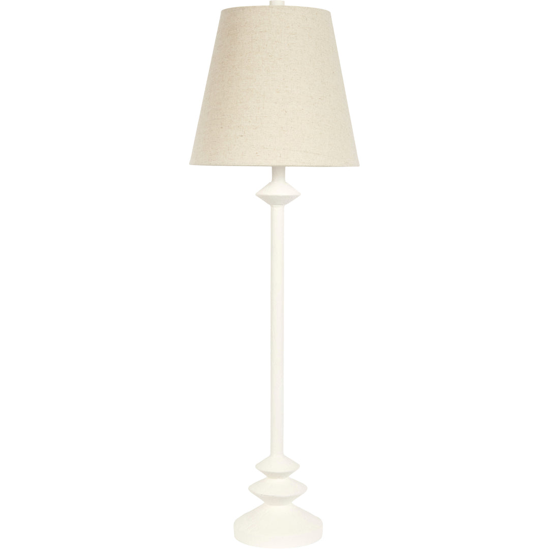 Stylish Leia white gesso buffet lamp, perfect for adding elegance to side tables or consoles in living rooms or entryways