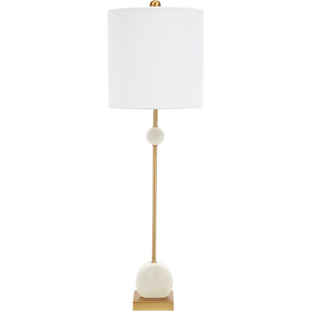 Elegant Wren white marble disc buffet lamp, featuring a modern design perfect for side tables or buffets in living rooms or dining areas