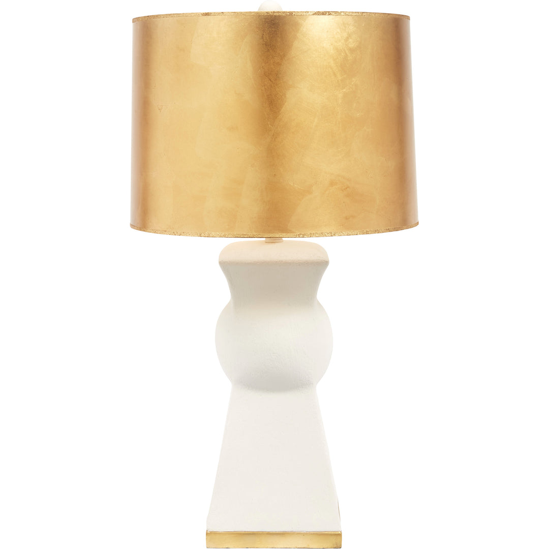 Stunning Haven large white gesso lamp with gold detailing, ideal for adding a touch of luxury to living rooms or offices.
