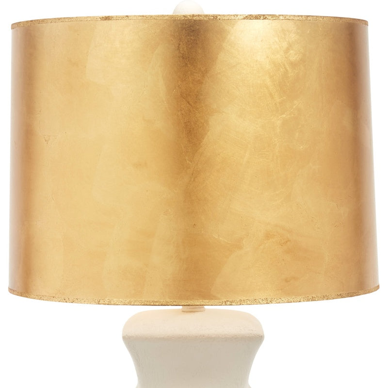 Large drum lamp shade with gold textured finish and white gesso base