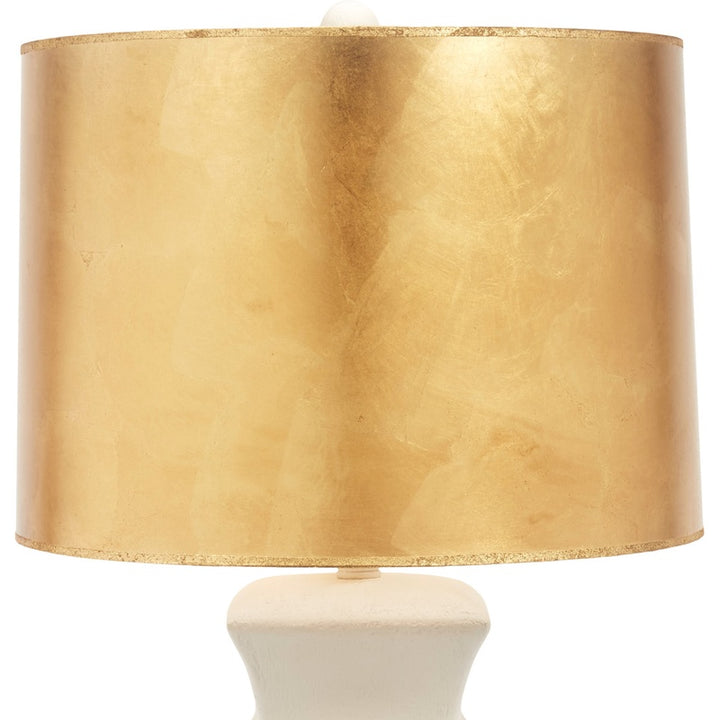Large drum lamp shade with gold textured finish and white gesso base