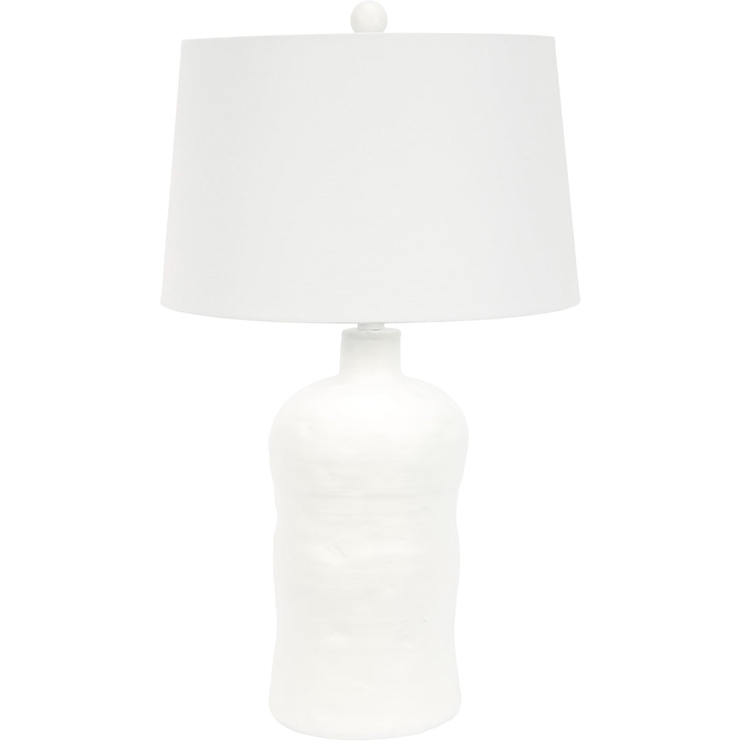 Elegant Sloane table lamp with white plaster textured finish, perfect for bedrooms, living rooms, or office spaces.
