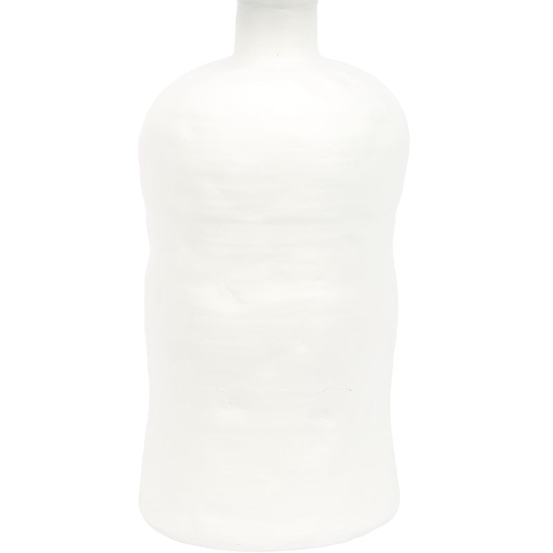 White plaster-textured table lamp bottle base, close-up view