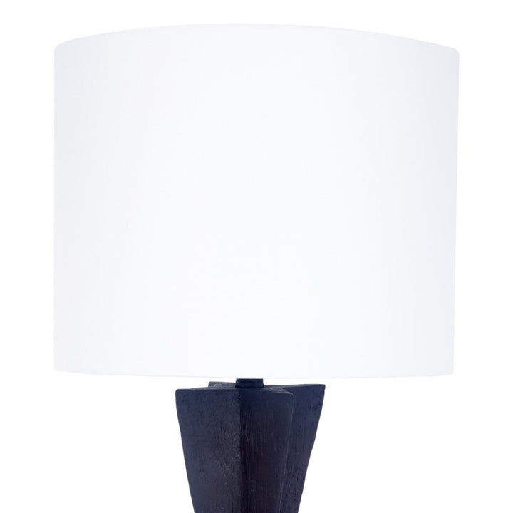 Christoph table lamp with white linen shade and dark gesso black base