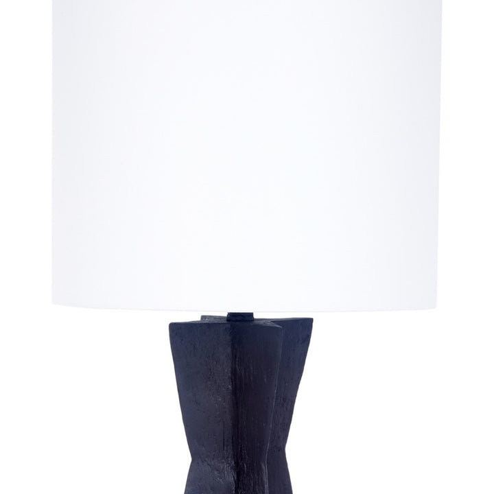 Christoph table lamp with white linen shade and textured dark gesso base