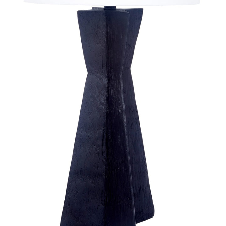 Christoph table lamp with textured dark gesso base and white linen shade