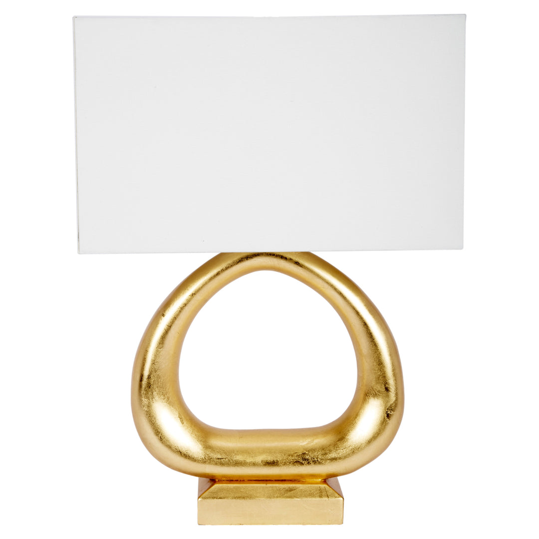 Elegant Cecile table lamp featuring a gold leaf base with linen shade, perfect for bedrooms, living rooms, or office spaces.