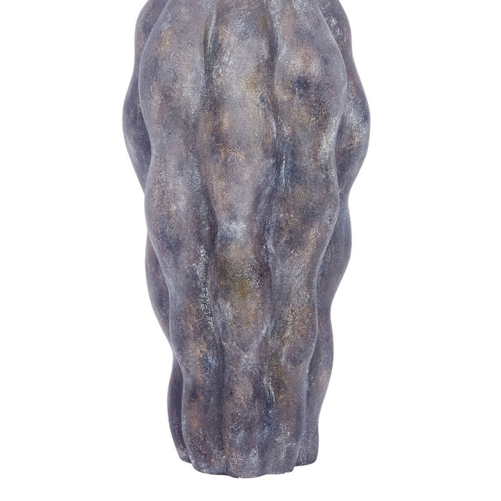 Gray textured table lamp base with tapered shape and black cap