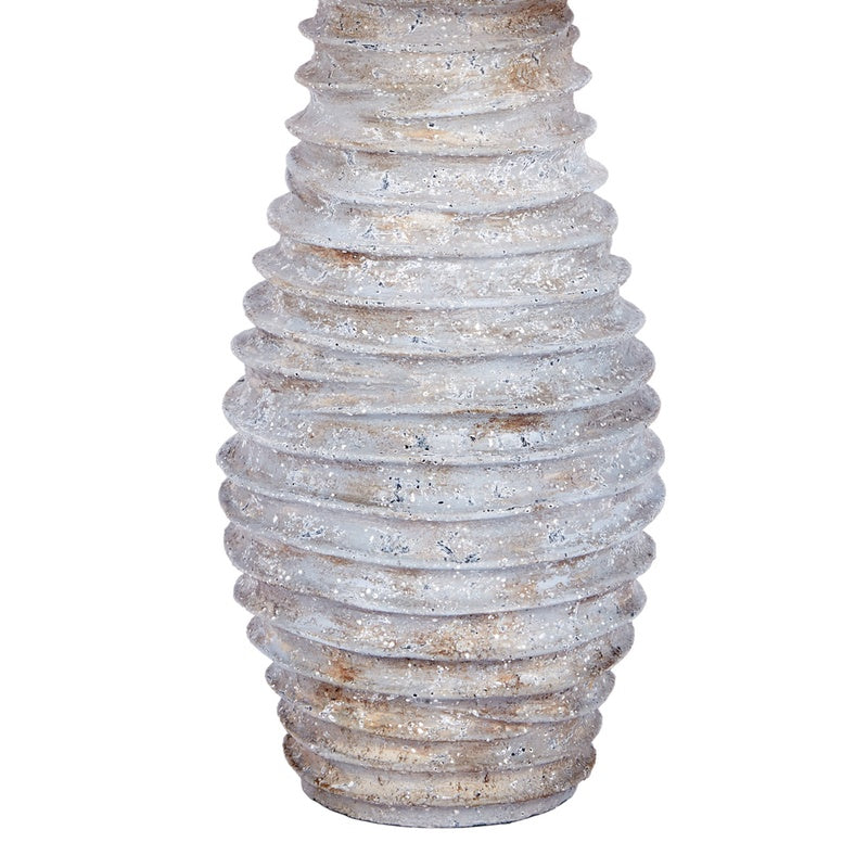 Distressed silver ribbed table lamp base