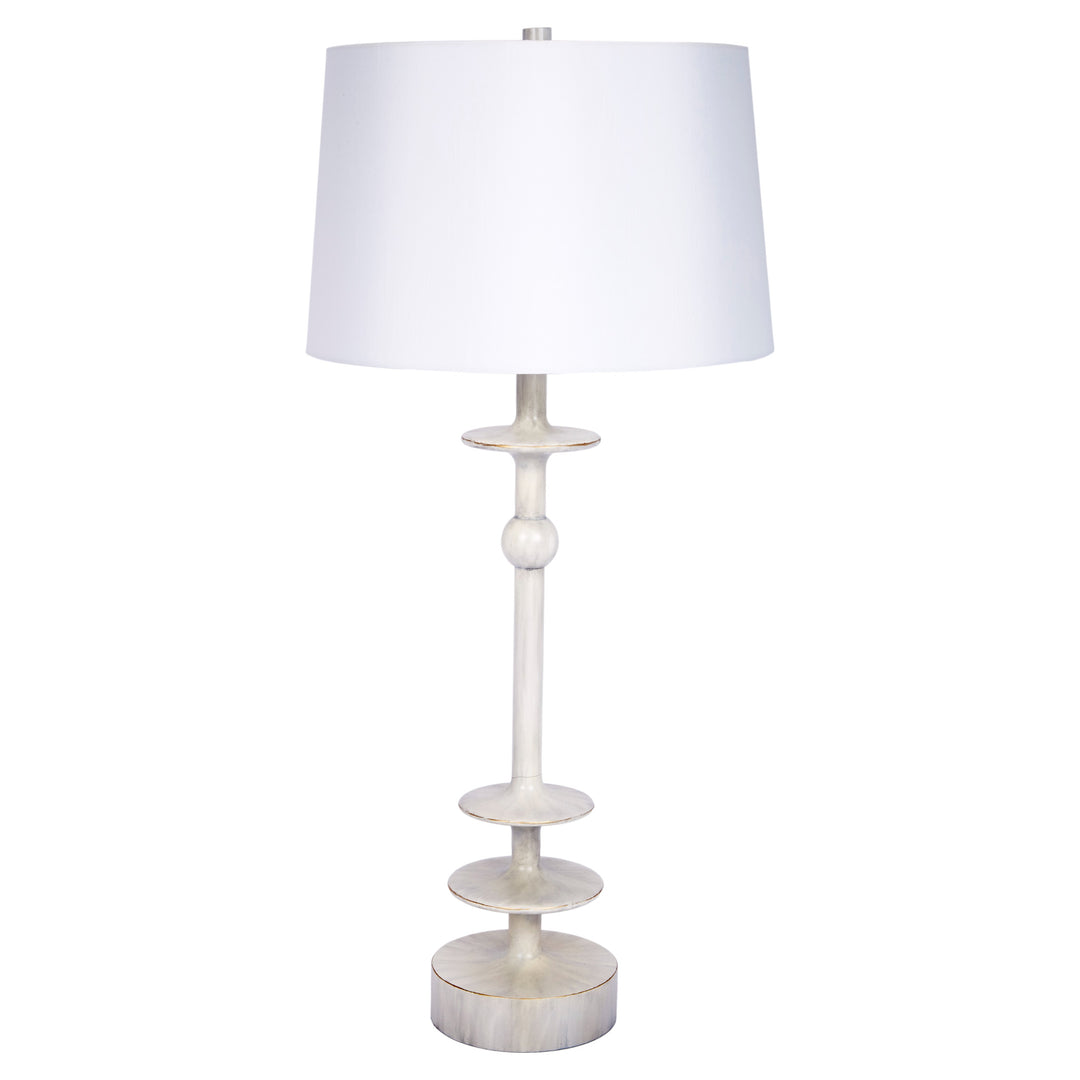 Elegant Jonas table lamp in brushed cream finish with gold accents, perfect for bedrooms, living rooms, or office spaces.