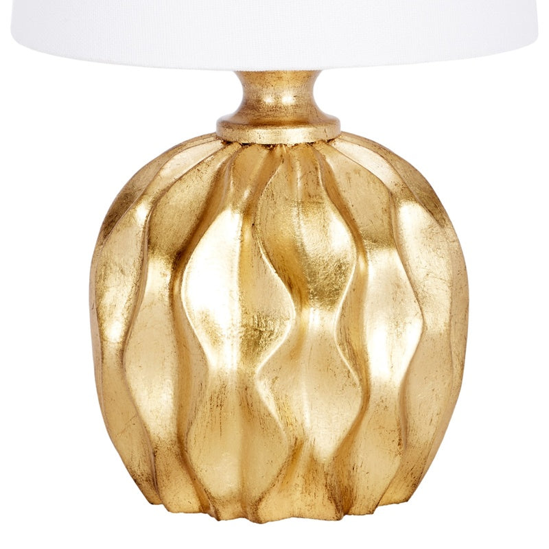 Oscar mini lamp linen shade in white with gold leaf ridged urn base