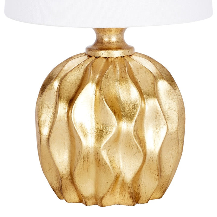 Oscar mini lamp linen shade in white with gold leaf ridged urn base