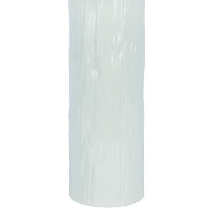 Mint green ceramic lamp base cylinder with vertical ridges