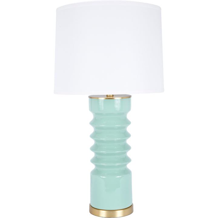 Elegant Lennon table lamp in celadon ceramic, perfect for bedrooms, living rooms, or office spaces.