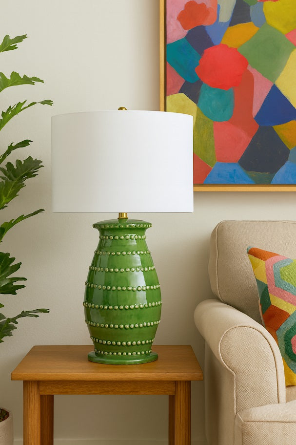 Stylish green ceramic Caleb table lamp
