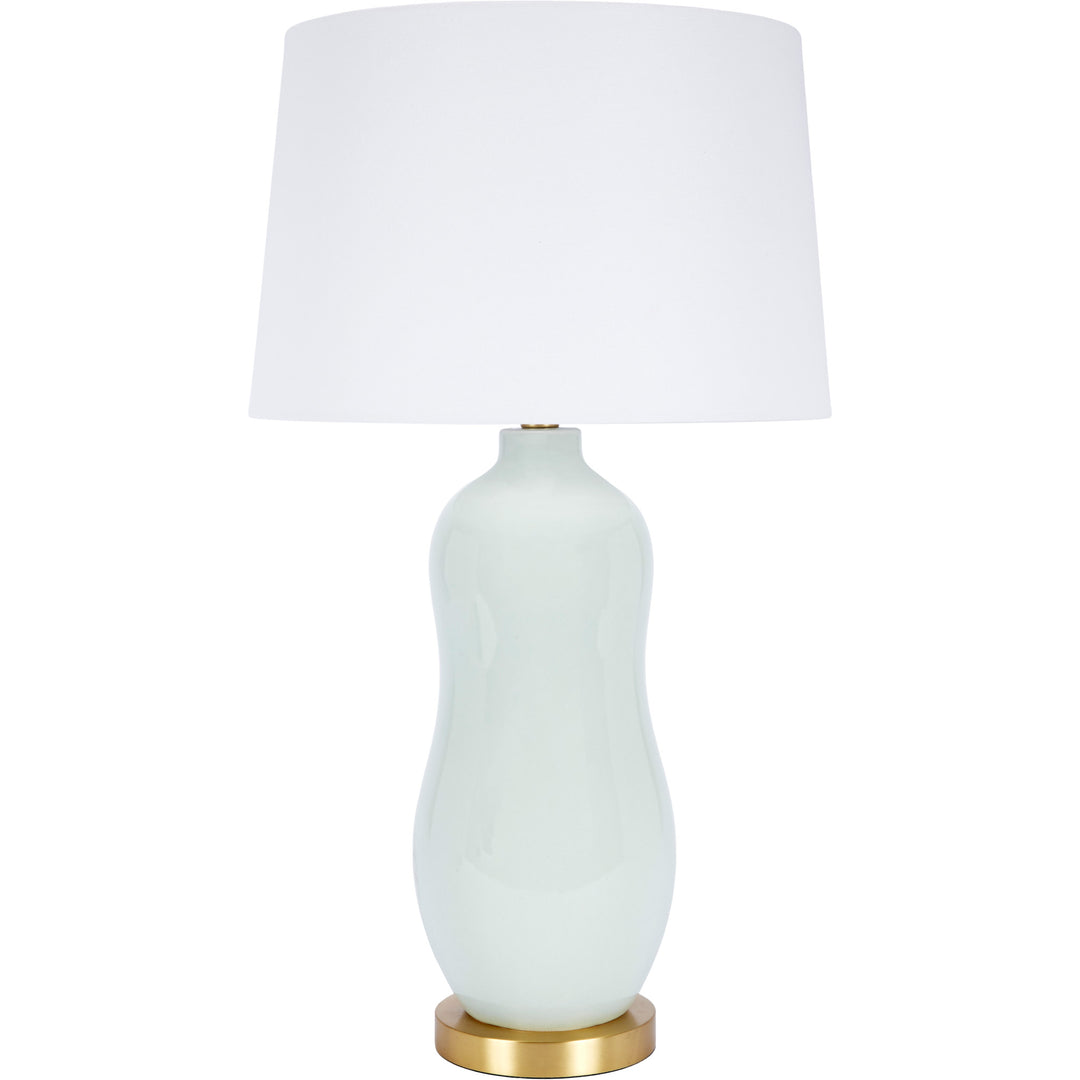 Elegant Taylor table lamp in mint green ceramic, perfect for bedrooms, living rooms, or office spaces.