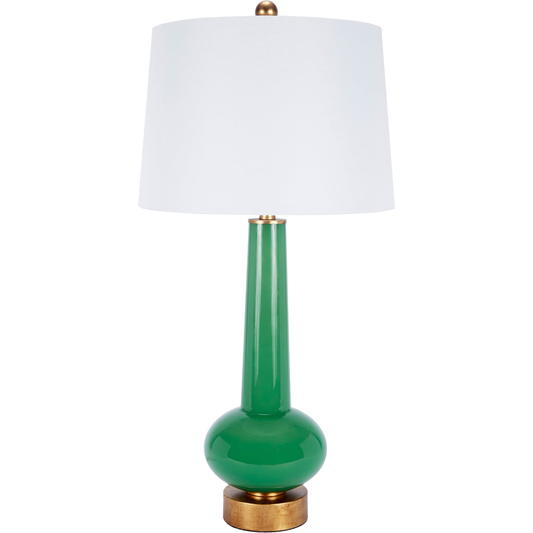 Elegant Daphne green buffet lamp, perfect for living rooms, bedrooms, or entryways.