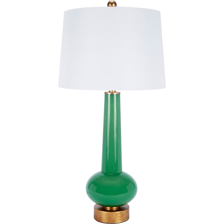 Elegant Daphne green buffet lamp, perfect for living rooms, bedrooms, or entryways.