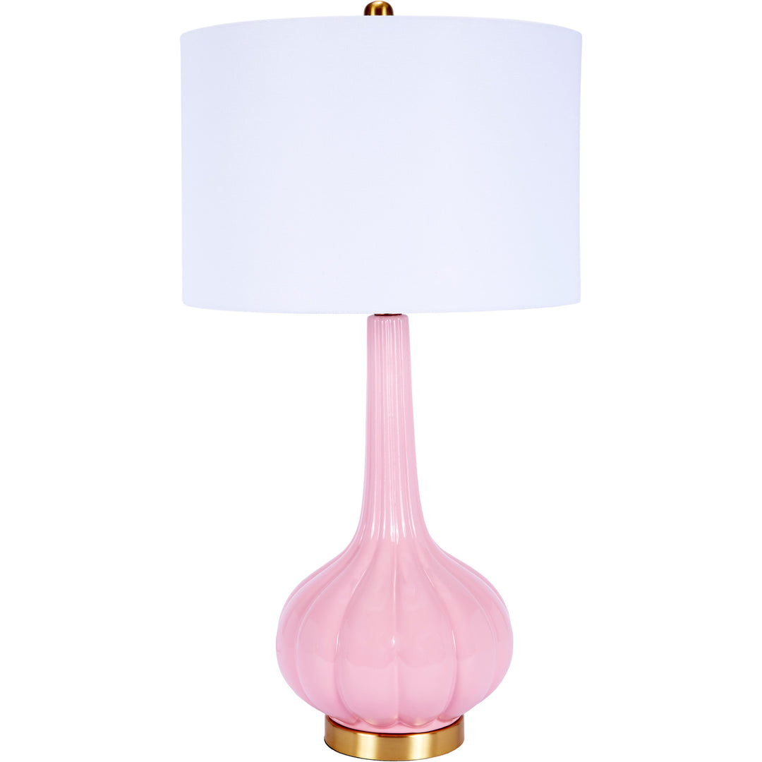 Elegant Stella blush pink table lamp, perfect for bedrooms, living rooms, or office spaces.