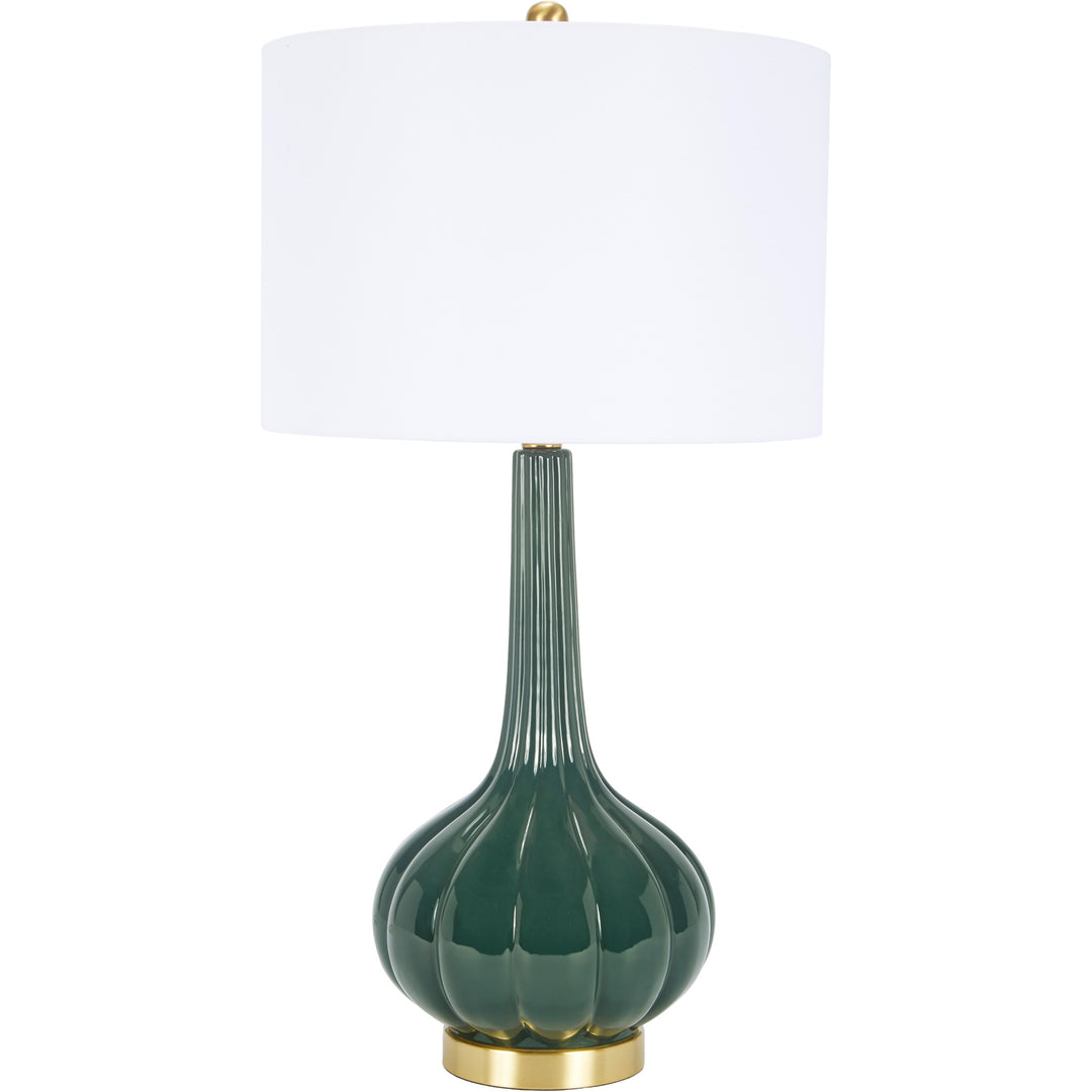 Elegant Stella dark green table lamp, perfect for bedrooms, living rooms, or office spaces.