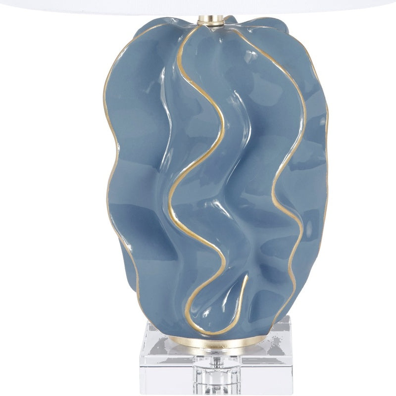 Hannah Parisian Blue Ceramic Wave Lamp