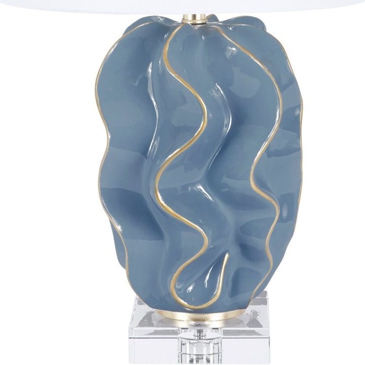 Hannah Parisian Blue Ceramic Wave Lamp