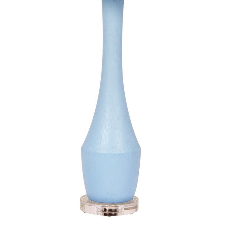 Robin’s egg blue gesso table lamp base with metal collar and socket