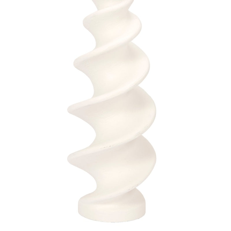 White sculpted gesso shell lamp base with part of drum shade