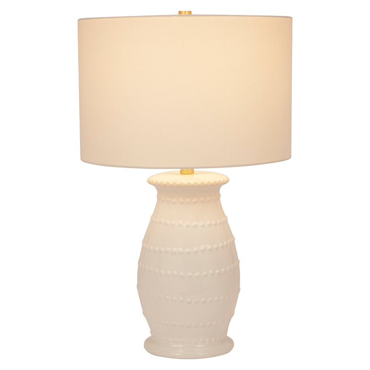 Stylish Caleb white ceramic table lamp, adding a touch of modern elegance and sophistication to any room.