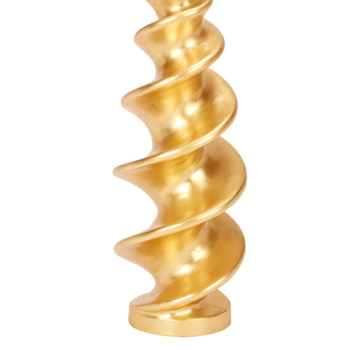 Gold wavy shell lamp base, partial with white shade