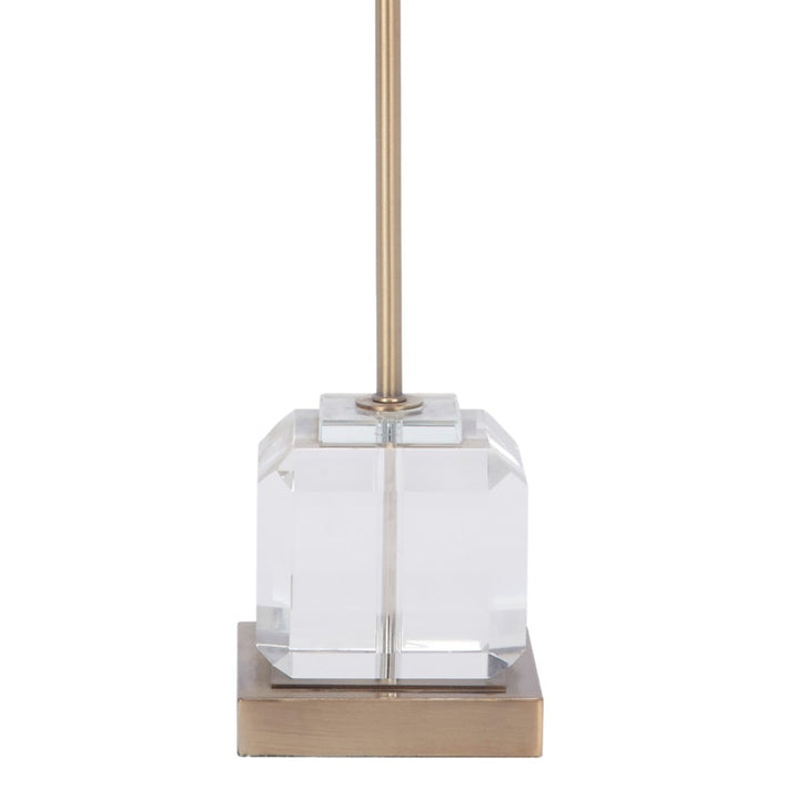 Clear crystal table lamp base with brass stem and gold-toned base