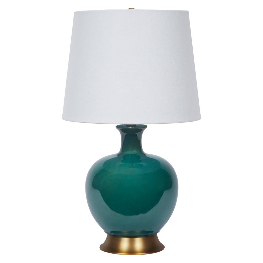 Elegant forest green ceramic Lila table lamp, perfect for modern, earthy, or nature-inspired interiors.