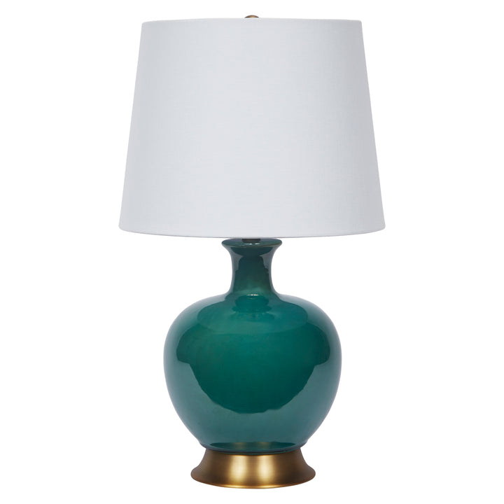 Elegant forest green ceramic Lila table lamp, perfect for modern, earthy, or nature-inspired interiors.