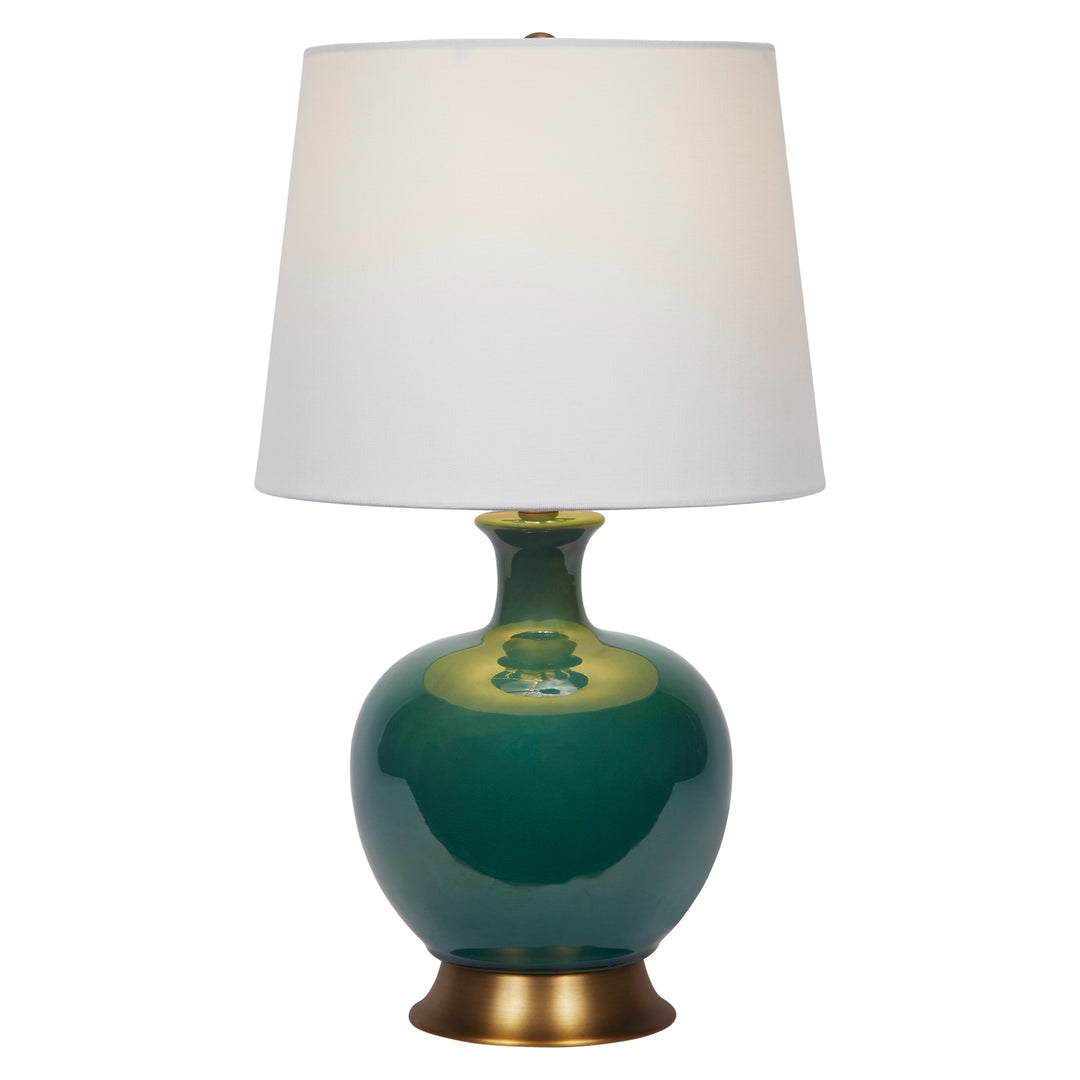 Rich forest green ceramic Lila lamp, bringing warmth and sophistication to any living or bedroom space.