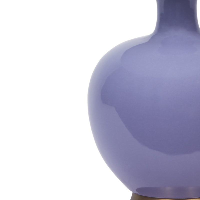 Lavender ceramic table lamp body with glossy curved surface