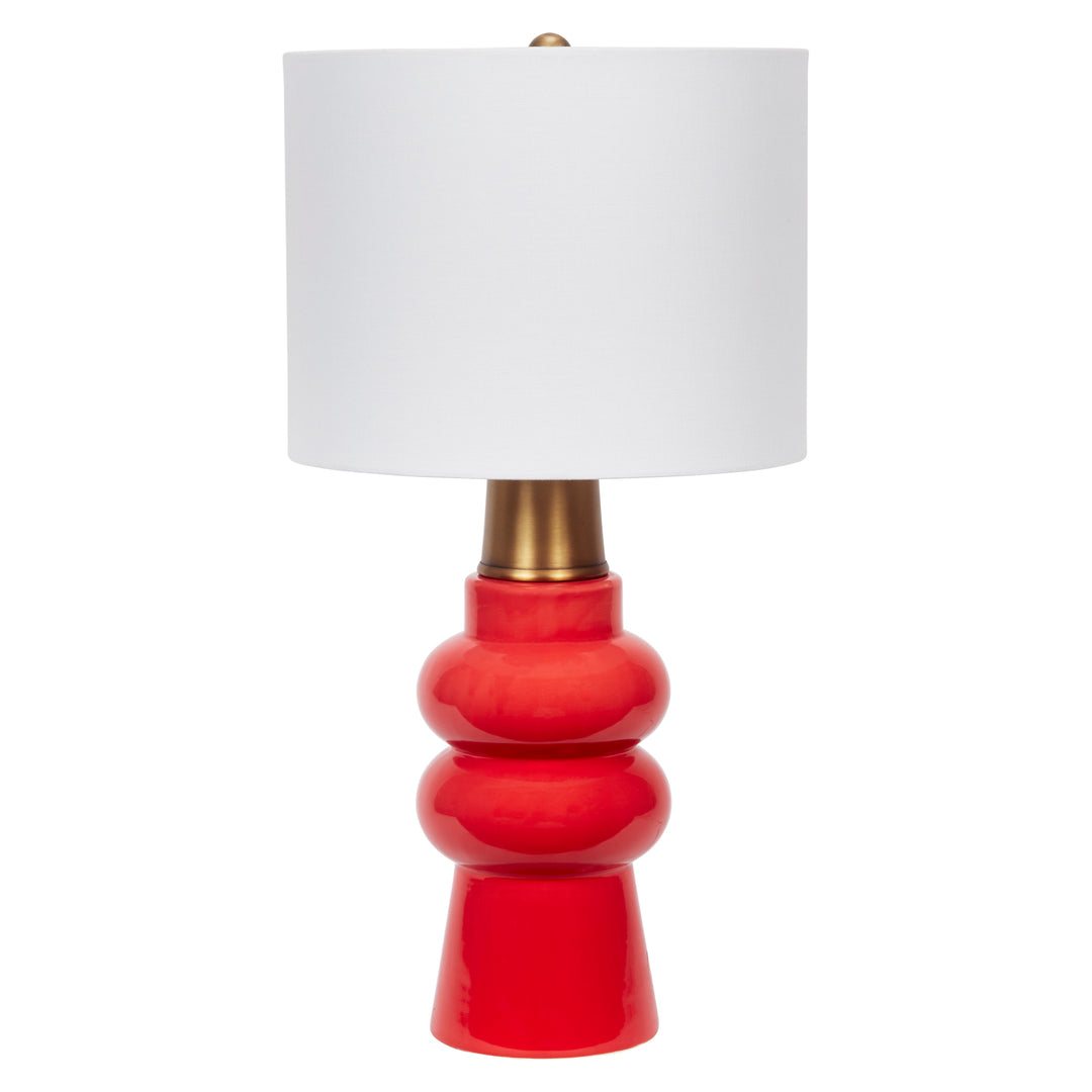 Vibrant mini candy red ceramic Rhodes lamp, perfect for desks, side tables, or colorful modern interiors.