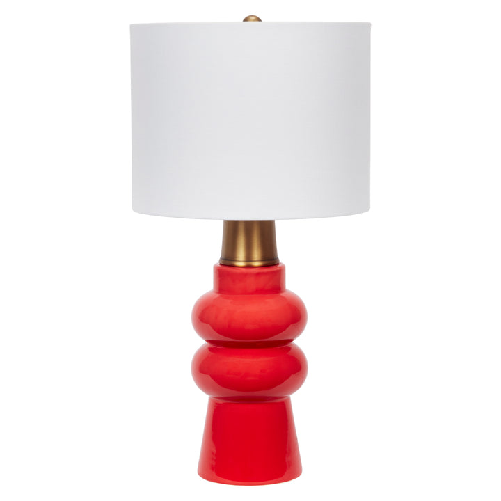 Vibrant mini candy red ceramic Rhodes lamp, perfect for desks, side tables, or colorful modern interiors.