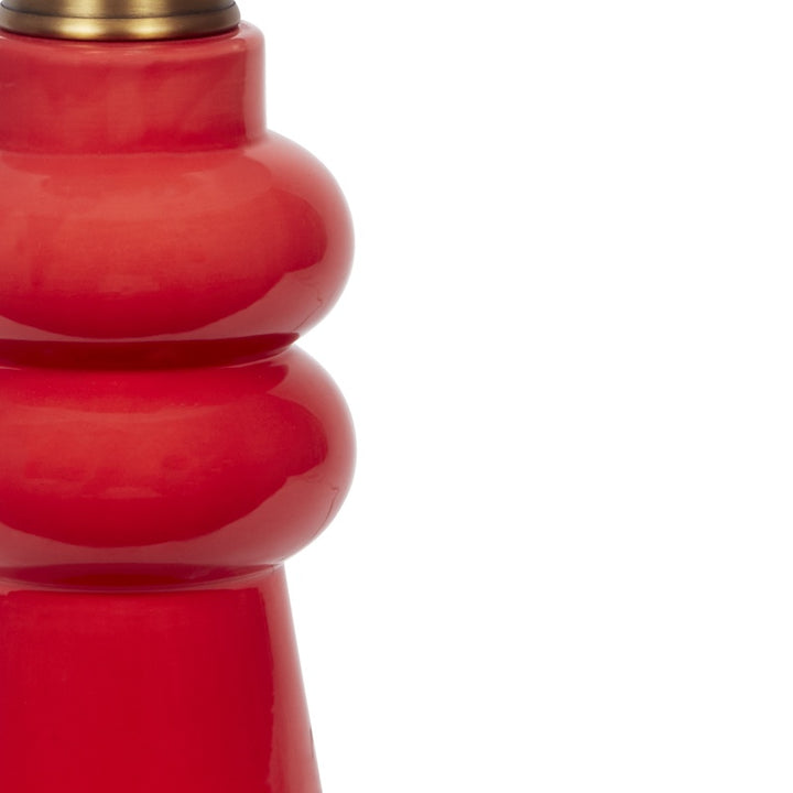 Red glossy ceramic lamp base with stacked rounded bulb details