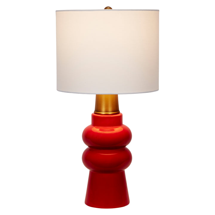 Bold mini candy red ceramic lamp, adding a playful pop of color and charm to any small space.