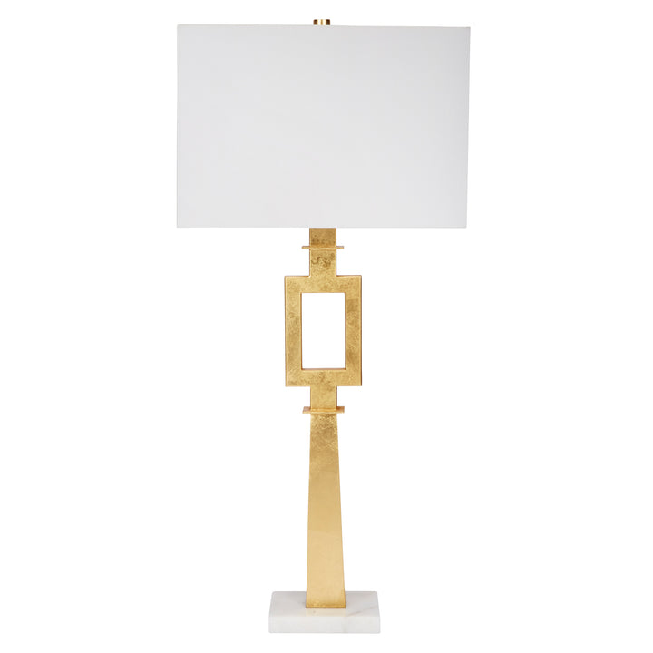 Elegant Gold Leaf Faith lamp featuring a white marble base, perfect for living rooms, bedrooms, or office décor.