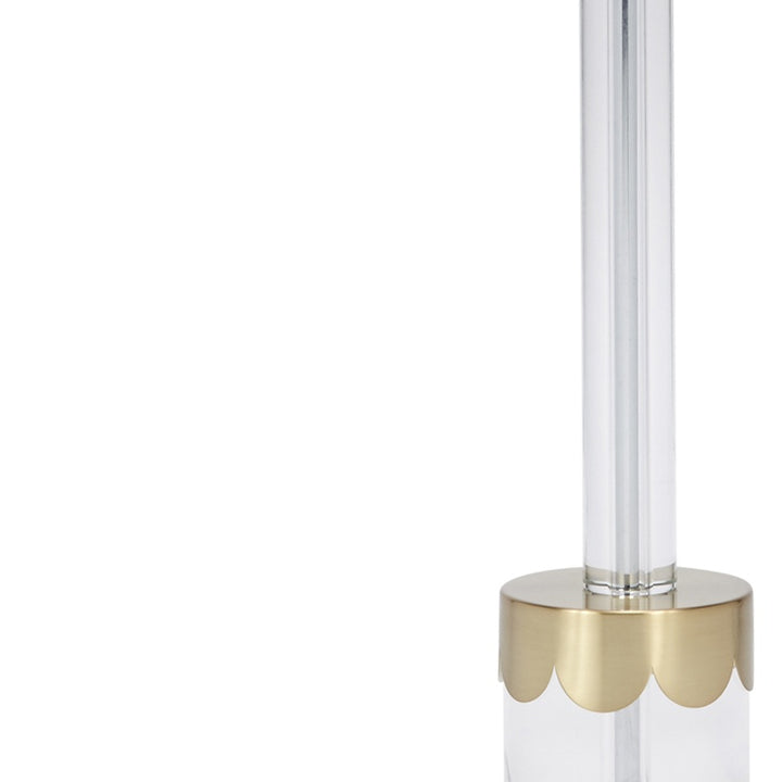 Crystal Chelsea lamp base with scalloped brass rim and clear crystal cylinder
