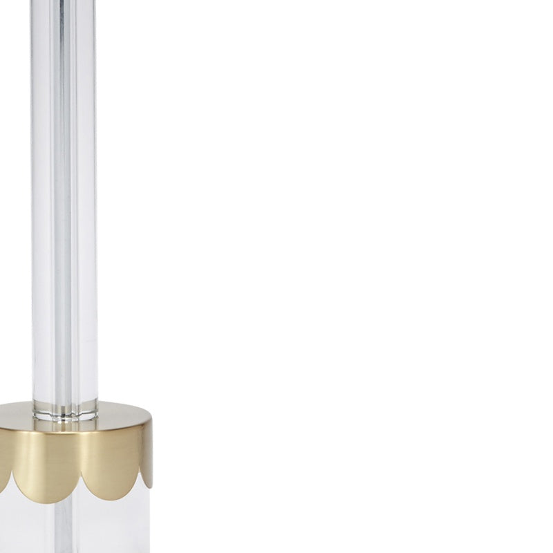 Crystal Chelsea lamp clear crystal base with scalloped brass accents and central tube
