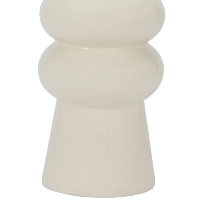 Cream ceramic table lamp base with bulbous stacked shapes
