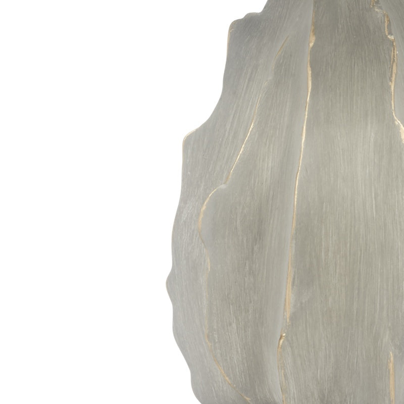 Textured gray cement lamp base with vertical gold vein accents