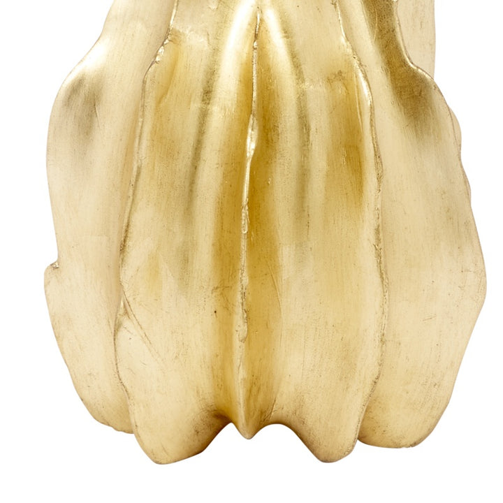 Gold leaf lamp base bottom with scalloped edges and textured finish