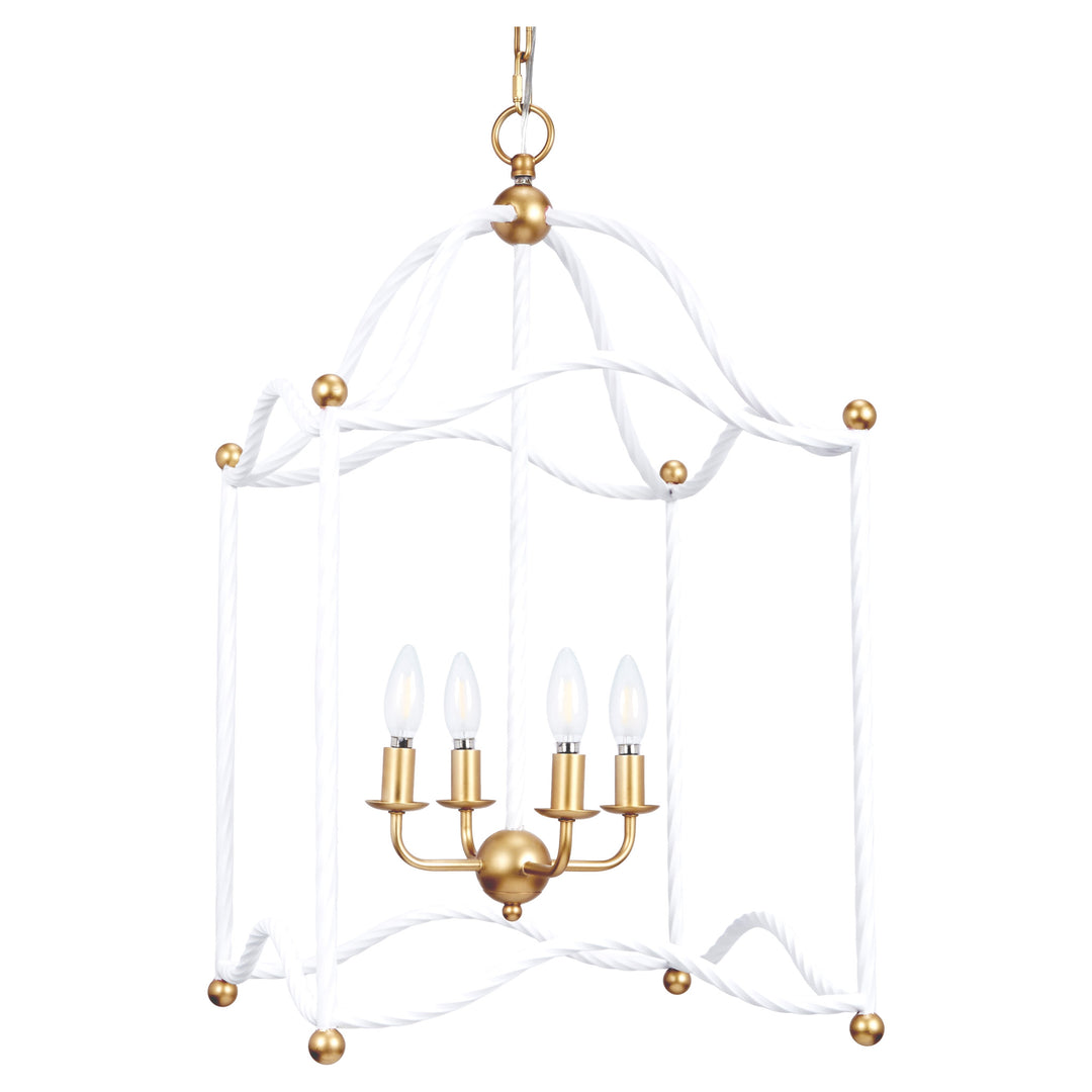 Elegant Marie lantern in white with gold twisted accents, perfect for adding charm to living rooms, entryways, or patios.