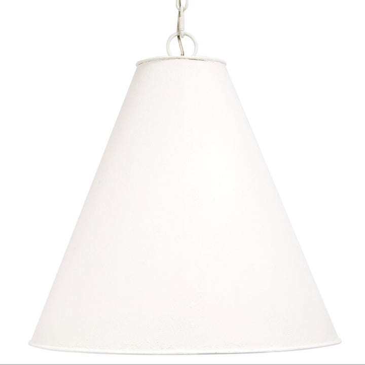 Elegant large white gesso Collier shade pendant, perfect for living rooms, dining areas, or bedrooms.